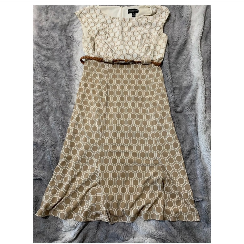 Tan and Ivory Belted Dress size 6P